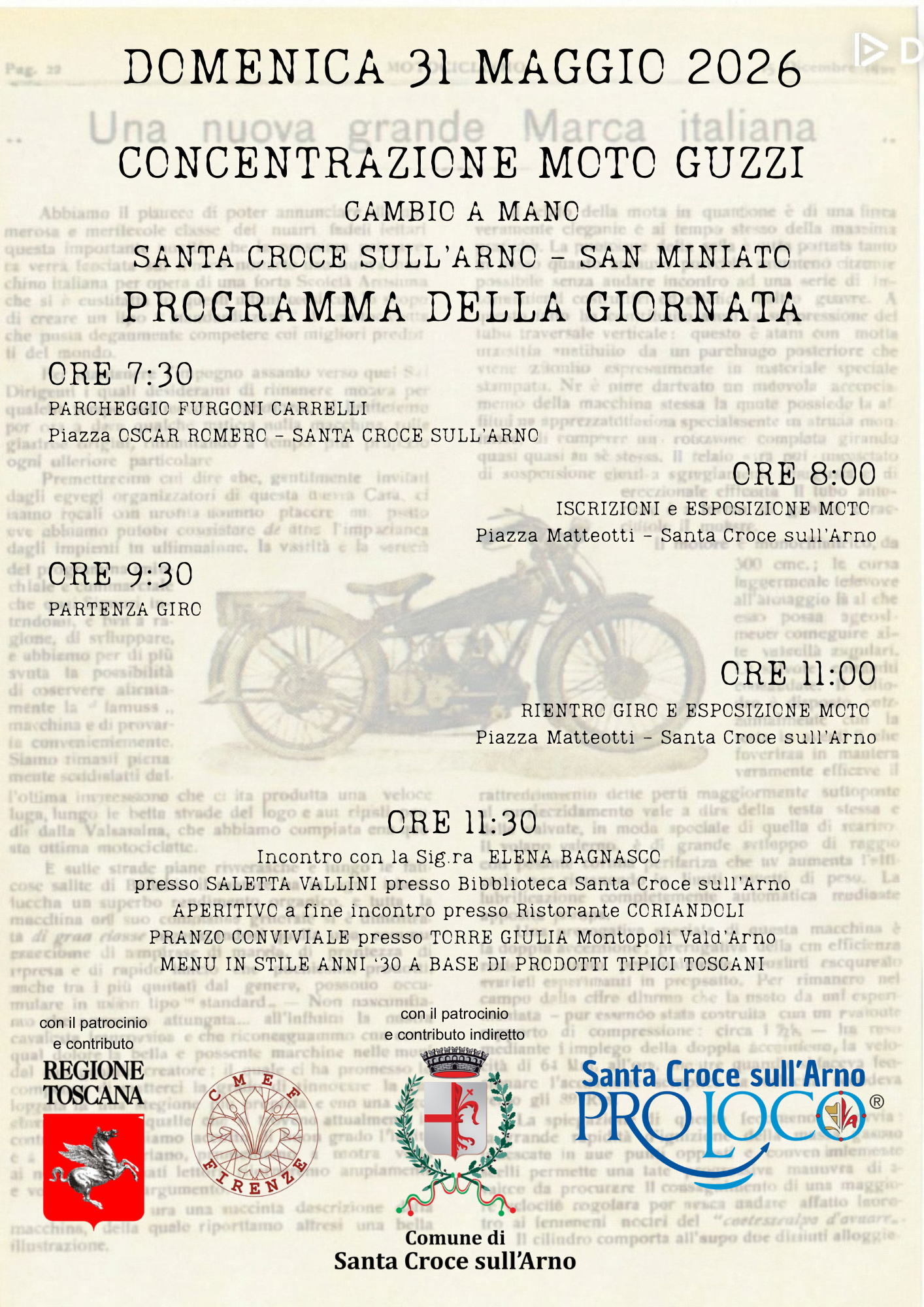 Locandina Raduno Moto Guzzi d'epoca